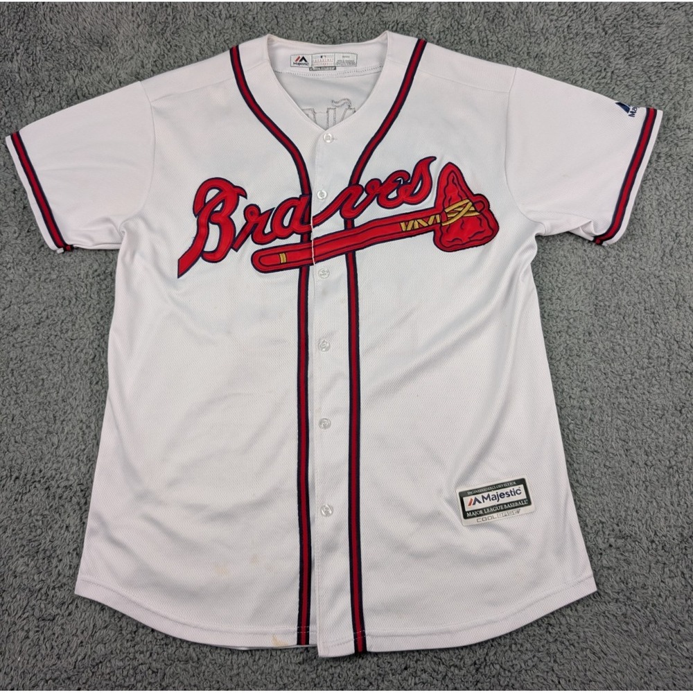 Majestic Atlanta Braves #13 Ronald Acuña Jr. Baseball Jersey Size M *Stains Read